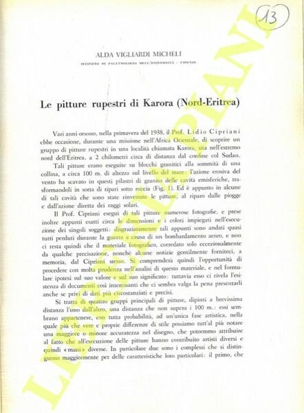 Le pitture rupestri di Karora (Nord-Eritrea) .