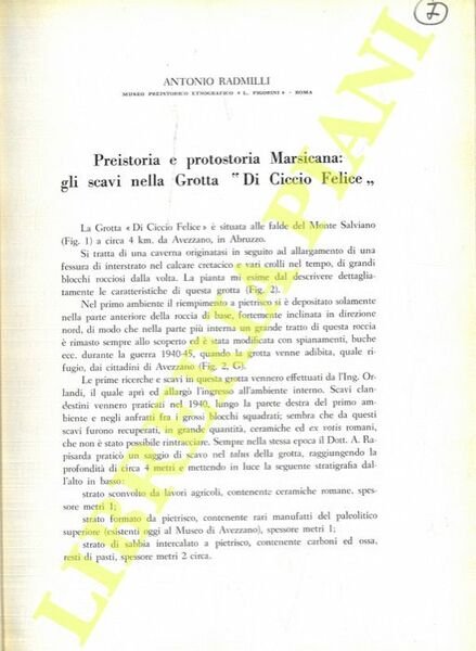 Preistoria e protostoria Marsicana: gli scavi nella Grotta “Di Ciccio …