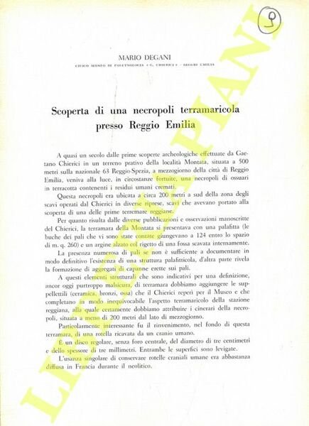 Scoperta di una necropoli terramaricola presso Reggio Emilia.