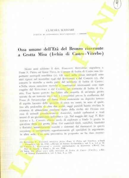 Ossa umane dell'Età del Bronzo rinvenute in Grotta Misa (Ischia …