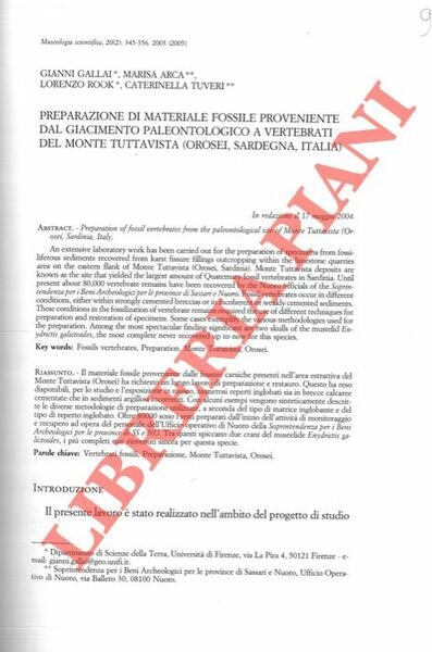 Preparazione di materiale fossile proveniente dal giacimento paleontologico a vertebrati …