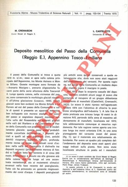 Deposito mesolitico del Passo della Comunella (Reggio E. ) . Appennino Tosco-emiliano.