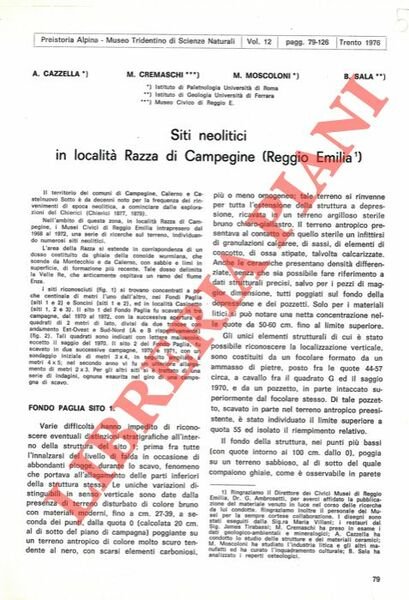 Siti neolitici in località Razza di Campegine (Reggio Emilia) .