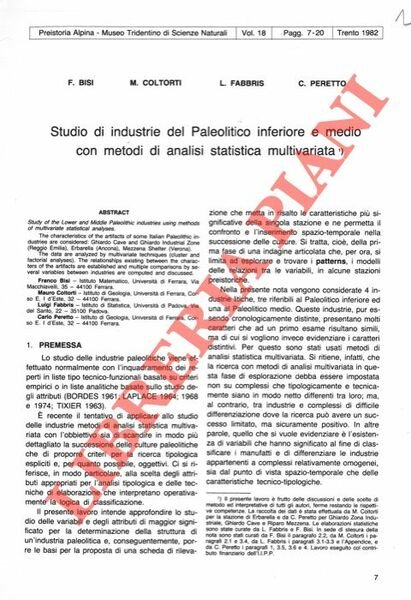 Studio di industrie del Paleolitico inferiore e medio con metodi …