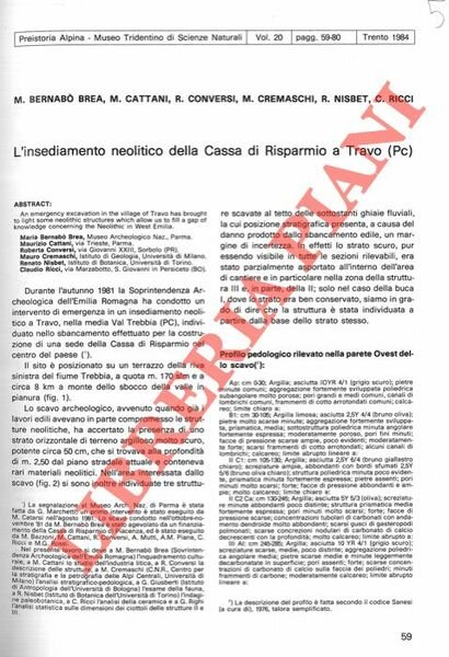 L'insediamento neolitico della Cassa di Risparmio a Travo (PC) .