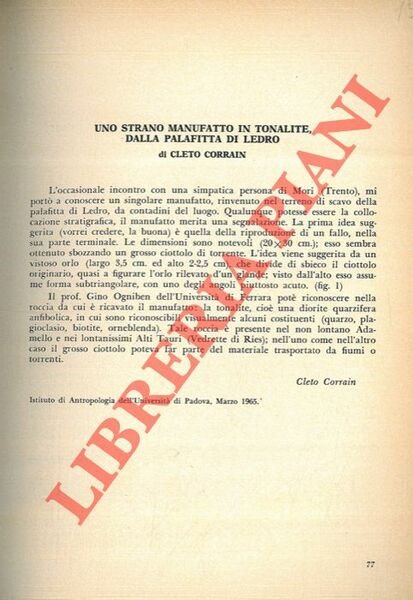 Uno strano manufatto in tonalite dalla palafitta di Ledro (Brescia) …