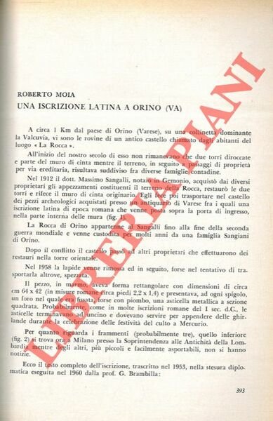 Una iscrizione latina a Orino (Va) .