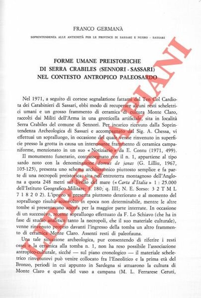 Forme umane preistoriche di Serra Crabiles (Sennori - Sassari) nel contesto antropico paleosardo.