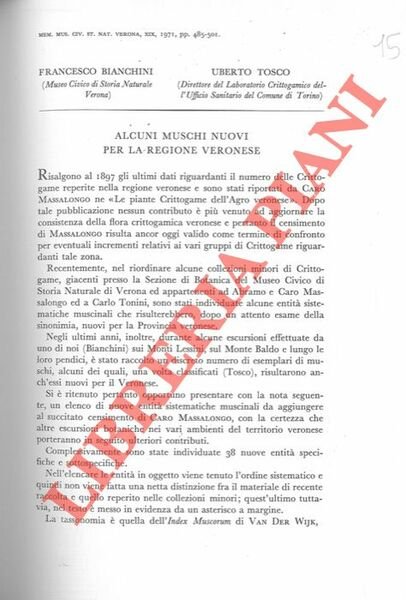 Alcuni muschi nuovi per la regione veronese. | Immagine principale