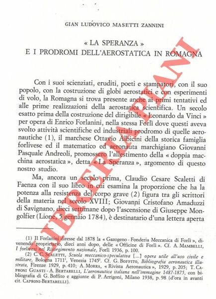 “La Speranza” e i prodromi dell'aerostatica in Romagna.