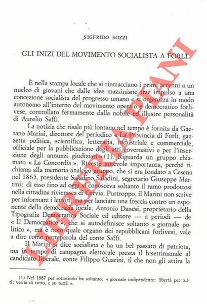 Gli inizi del movimento socialista a Forlì.