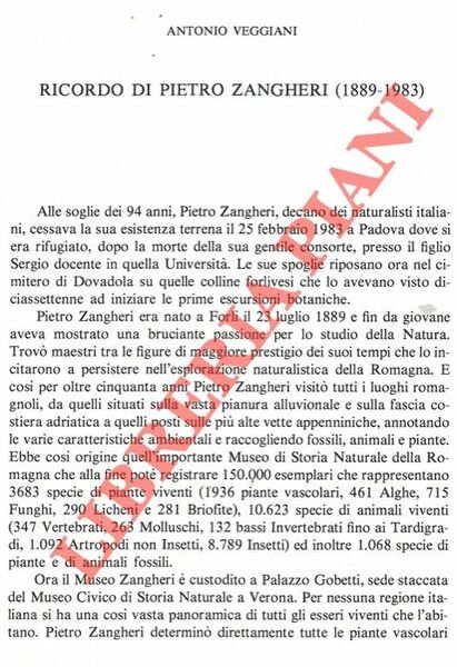 Ricordo di Pietro Zangheri (1889-1983) .