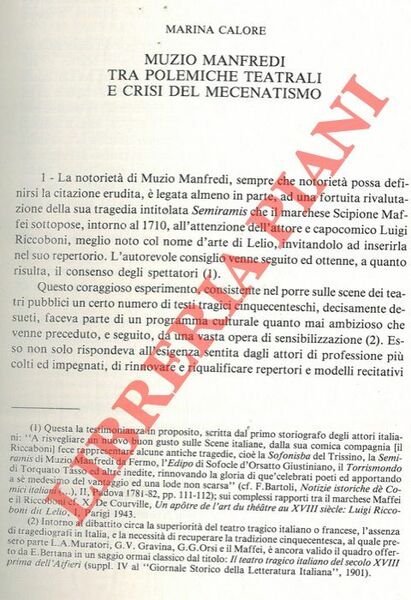 Muzio Manfredi tra polemiche teatrali e crisi del mecenatismo.