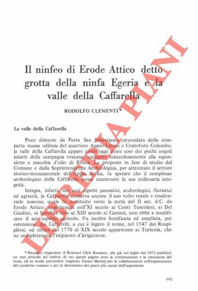 Il ninfeo di Erode Attico detto Grotta della Ninfa Egeria …
