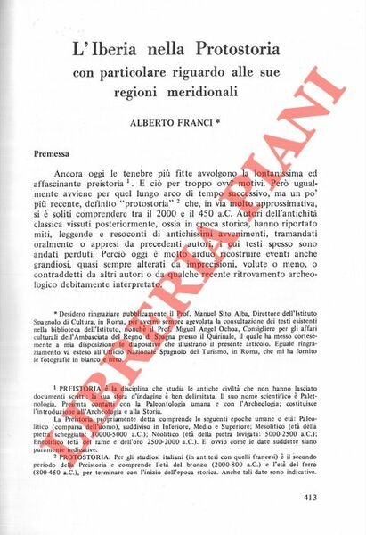 L'Iberia nella protostoria con particolare riguardo alle sue regioni meridionali.