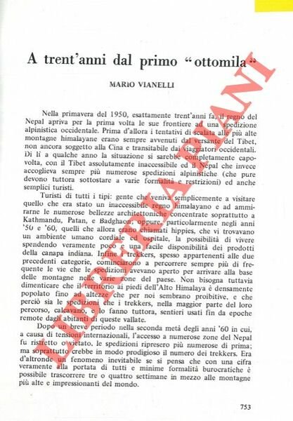 A trent'anni dal primo “ottomila” .