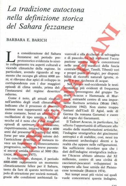 La tradizione autoctona nella definizione storica del Sahara fezzanese.