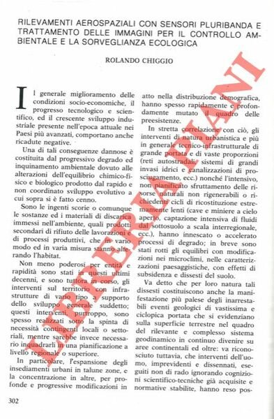 Rilevamenti aerospaziali con sensori pluribanda e trattamento delle immagini per …