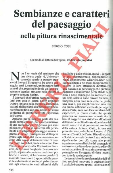 Sembianze e caratteri del paesaggio nella pittura rinascimentale.