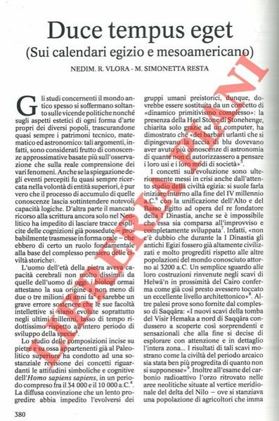 Duce tempus eget (Sui calendari egizio e mesoamericano) .