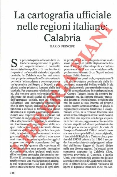 La cartografia ufficiale nelle regioni italiane: Calabria.