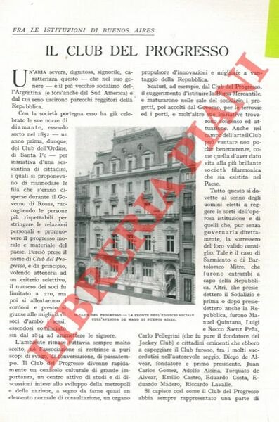 Il Club del Progresso. Fra le istituzioni di Buenos Aires.