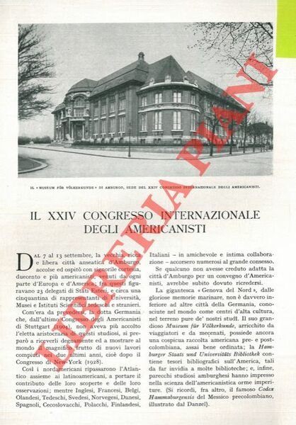 Il XXIV Congresso Internazionale degli Americanisti.