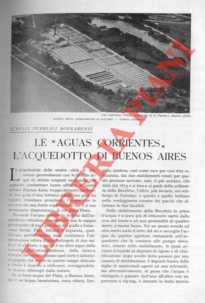 Le “Aguas corrientes” l'acquedotto di Buenos Aires.