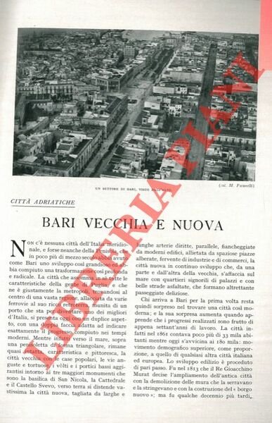Città adriatiche. Bari vecchia e nuova.
