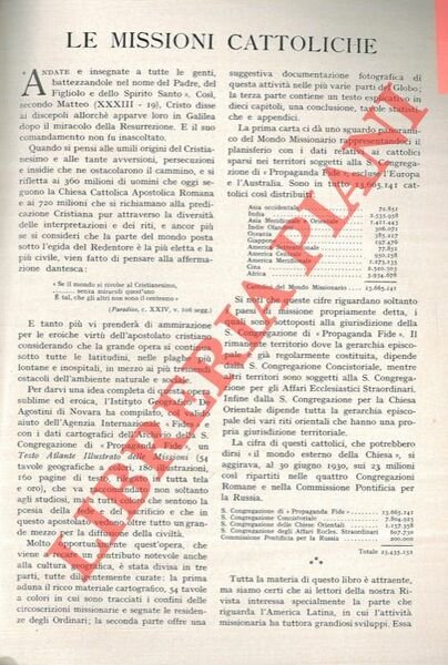 Le Missioni Cattoliche.