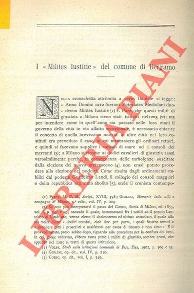 I “Milites Iustitie” del comune di Bergamo.