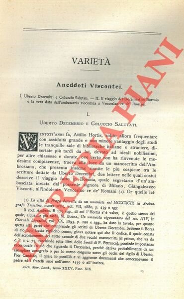 Aneddoti Viscontei. I. Uberto Decembri e Coluccio Salutati. II. Il …