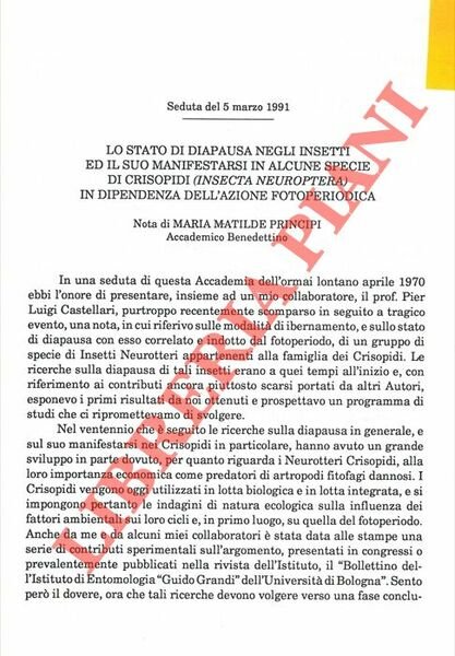 Lo stato di diapausa negli insetti ed il suo manifestarsi …