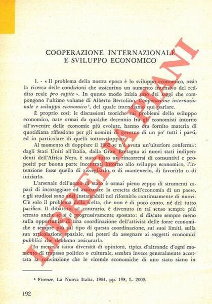 Cooperazione internazionale e sviluppo economico.