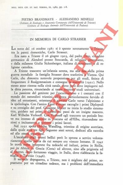 In memoria di Carlo Strasser.