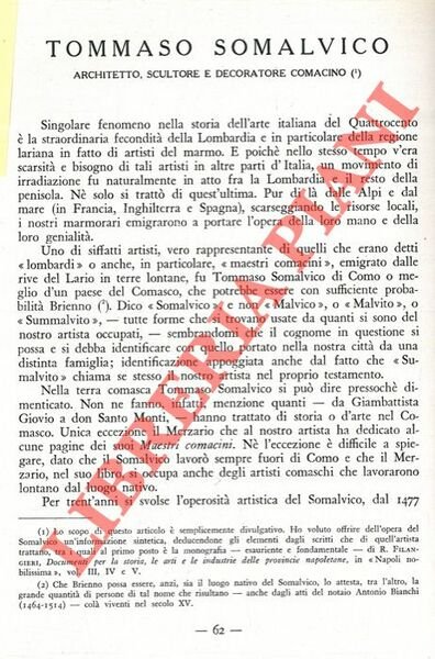 Tommaso Somalvico: architetto, scultore e decoratore comacino.