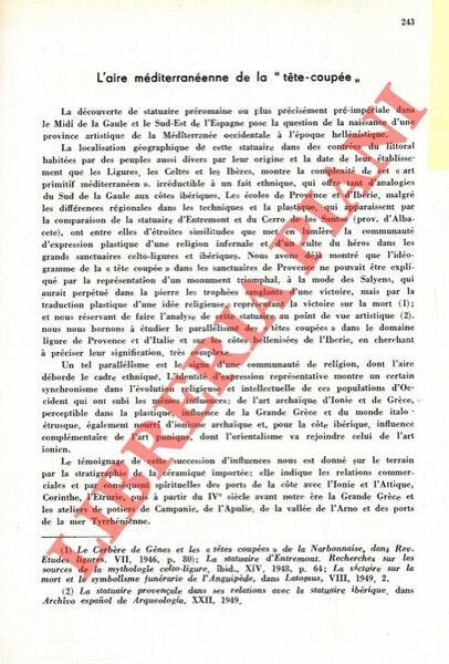 L'aire méditerranéenne de la “tete coupée” .