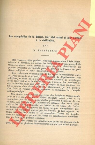 Les mongoloides de la Sibérie, leur état actuel et leur …