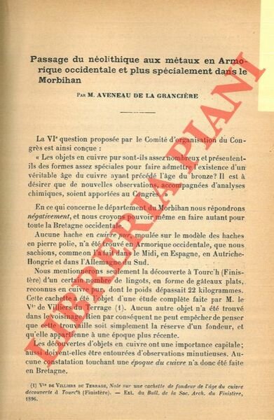 Passage du néolithique aux métaux en Armorique occidentale et plus …