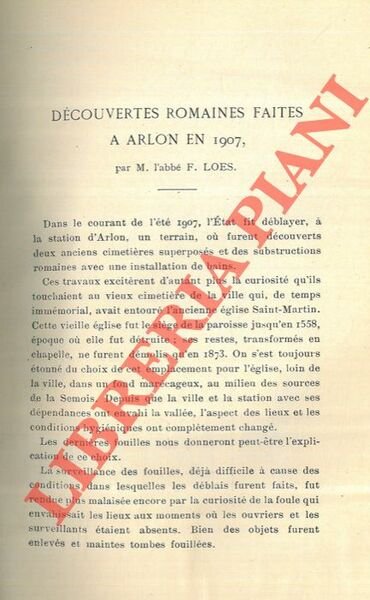 Découvertes romaines faites à Arlon en 1907.