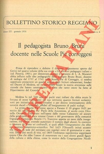 Il pedagogista Bruno Bruni docente nelle Suole Pie correggesi.