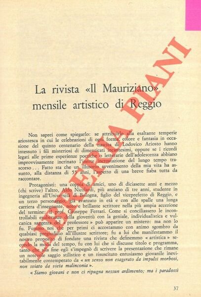 La rivista “Il Mauriziano” mensile artistico di Reggio.