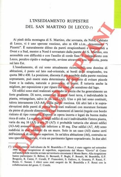 L'insediamento rupestre del San Martino di Lecco.