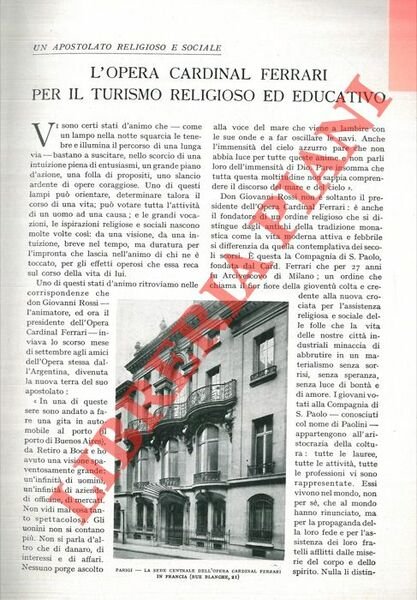L'opera Cardinal Ferrari per il turismo religioso ed educativo.