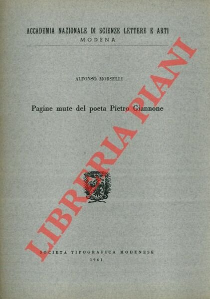 Pagine mute del poeta Pietro Giannone.