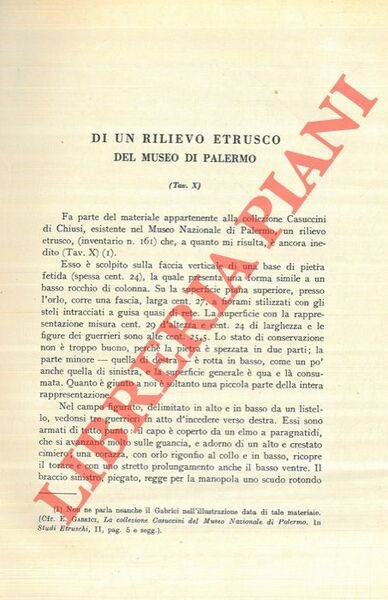 Di un rilievo etrusco del Museo di Palermo.