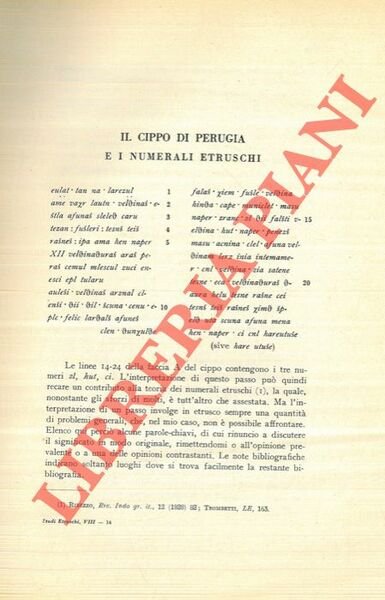 Il Cippo di Perugia e i numerali etruschi.