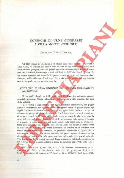 Coperchi di urne cinerarie a Villa Monti (Perugia) .