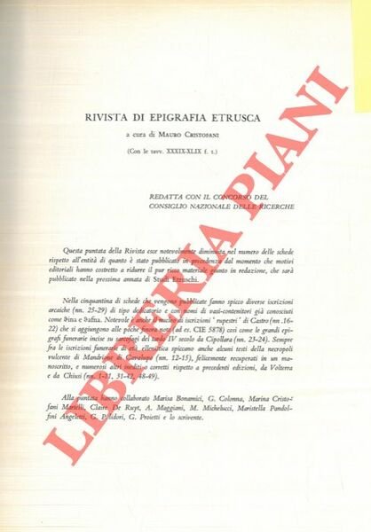 Rivista di epigrafia etrusca. | Immagine principale