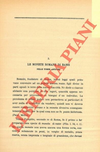 Le monete romane di rame nelle tombe antiche.